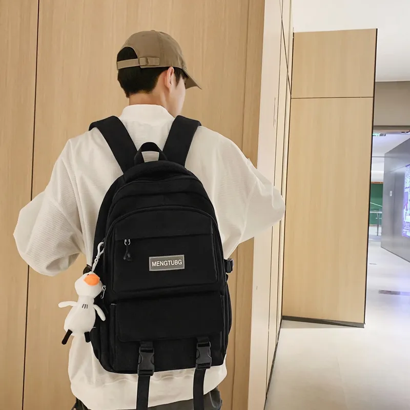 Travel Nylon Backpack Unisex Black/White/Purple/Gray-1