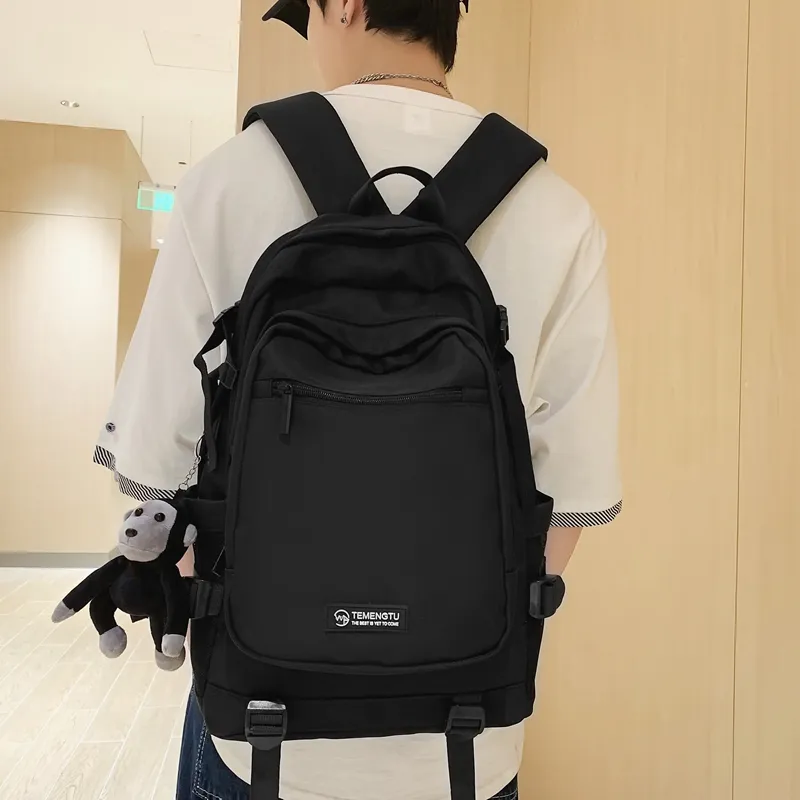 Travel Nylon Backpack Regular Unisex Black/Gray/Red/Light Purple-6