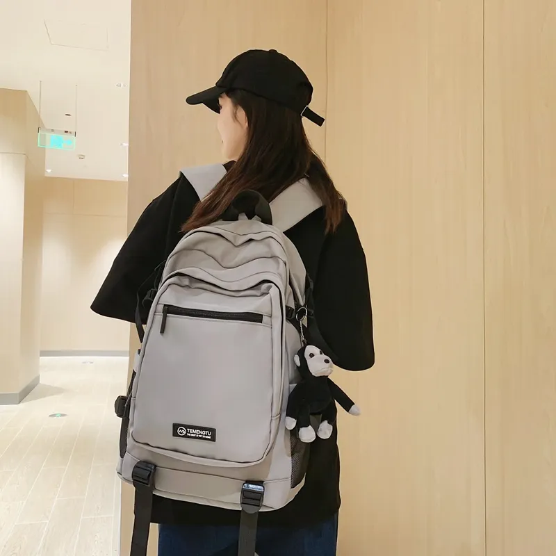 Travel Nylon Backpack Regular Unisex Black/Gray/Red/Light Purple-16