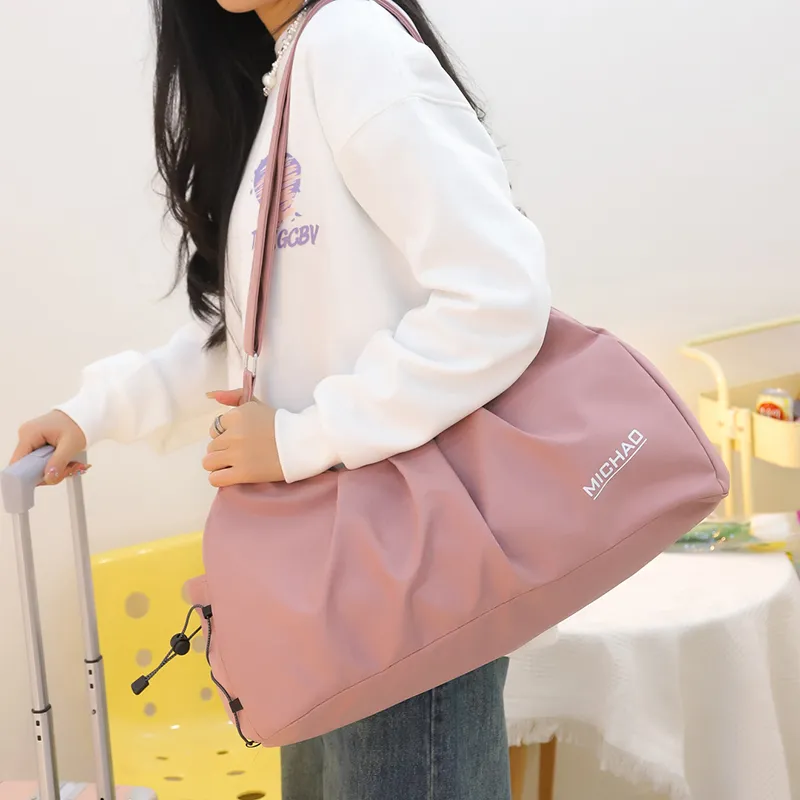 Travel Polyester Bonded EVA Gym Bag Large Size Unisex Black/Ecru/Pink/Blue-11