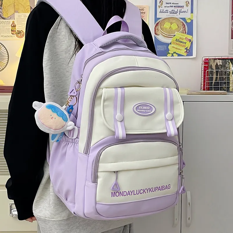 Travel Nylon Backpack Unisex Red/Blue/Black/Khaki/Purple-26