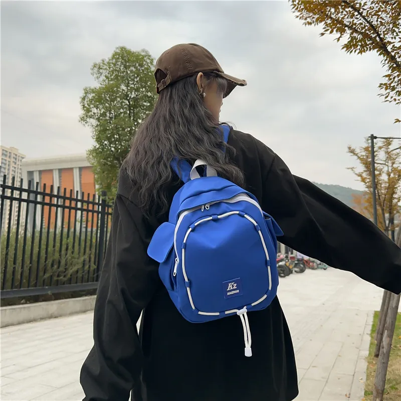 Travel Nylon Backpack Unisex Black/Yellow/Blue-17