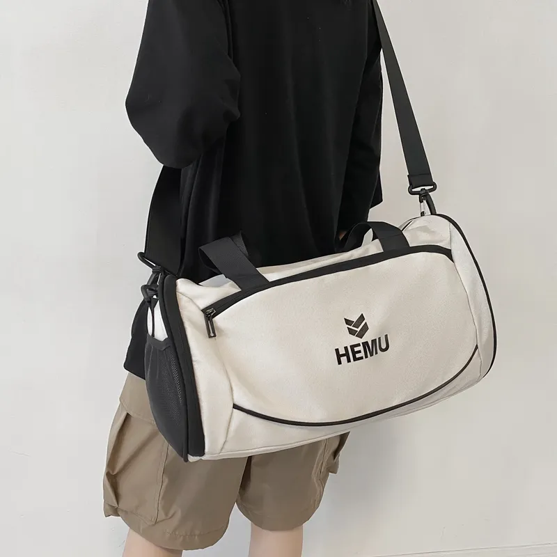 Travel Nylon Gym Bag Large Size Unisex Black/White-4