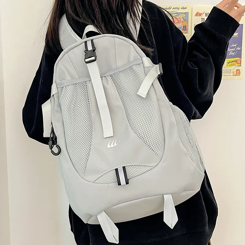 Travel Nylon Backpack Regular Unisex Black/Gray-8