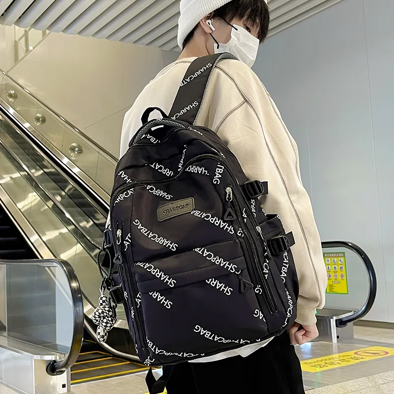 Travel Nylon Backpack Unisex Black/White/Blue/Khaki-1