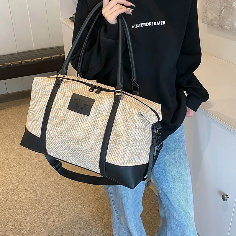 Travel PU Travel Bag Unisex Khaki/Pink/Black/Gray-2