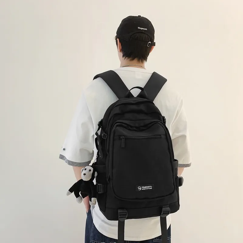 Travel Nylon Backpack Regular Unisex Black/Gray/Red/Light Purple-8