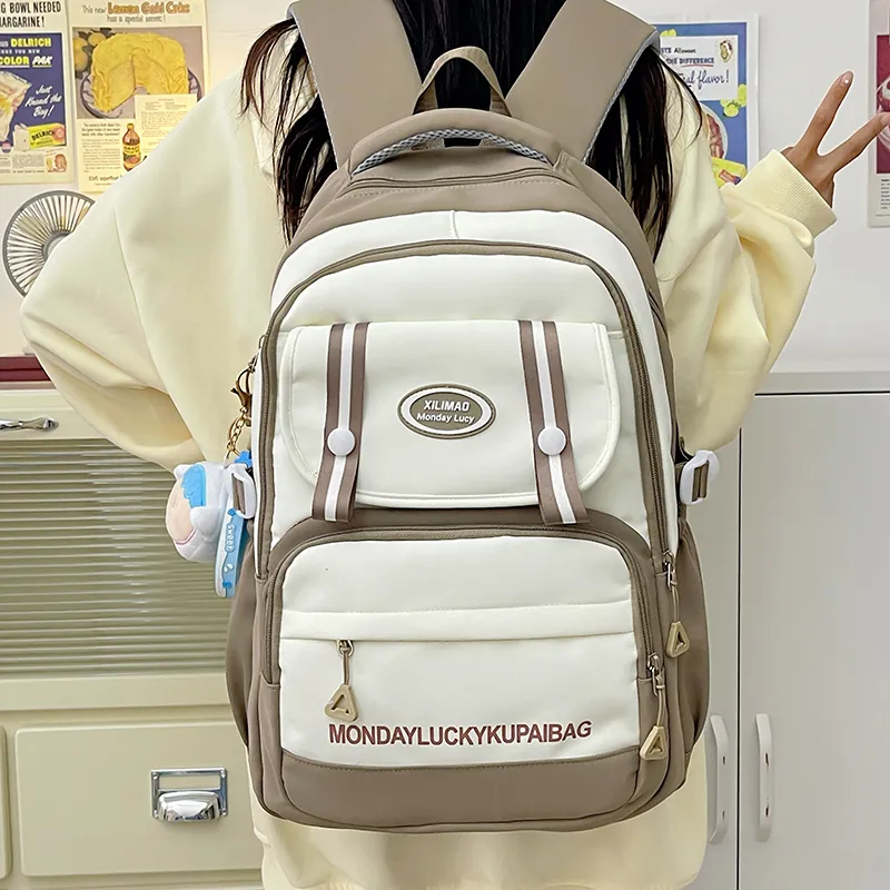 Travel Nylon Backpack Unisex Red/Blue/Black/Khaki/Purple-21