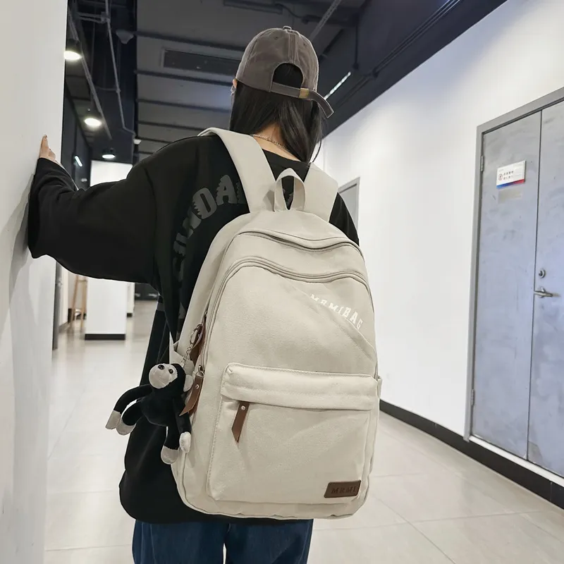 Travel Canvas Backpack Unisex Black/Green/Brown/White/Gray/Khaki-29