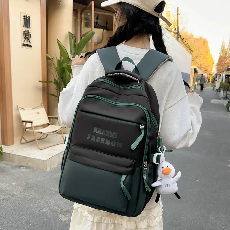 Travel Nylon Backpack Regular Women's Black/Blue Red/Green Khaki-1