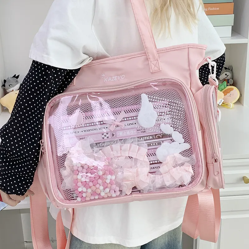 Travel Nylon Fabric One Shoulder Crossbody Backpack Handbag Women's Multicolor-24