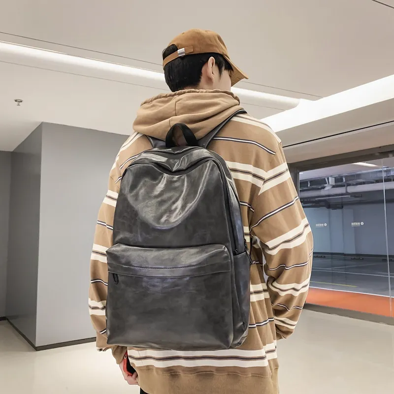 Travel PU Backpack Regular Unisex Black/Gray/Coffee-15