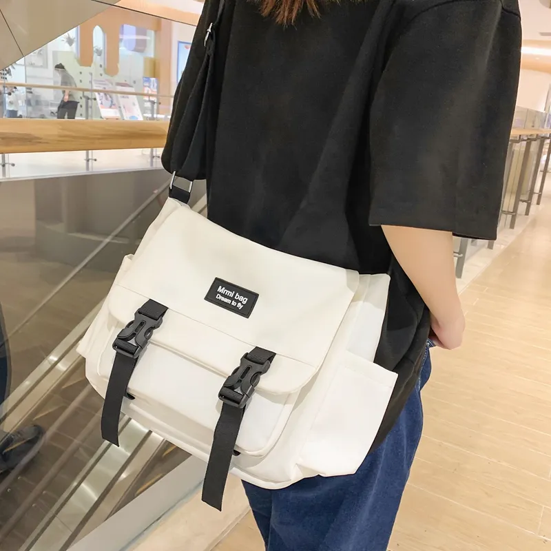 Travel Nylon Crossbody Bag Regular Unisex Black/White/Gray-6