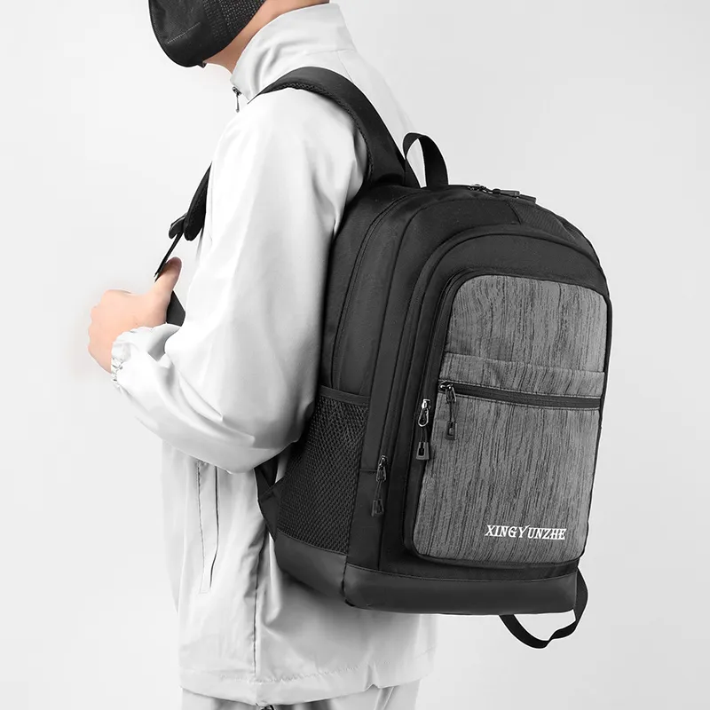 Travel Nylon Backpack Unisex Black/Gray/Brown/Dark Blue-1