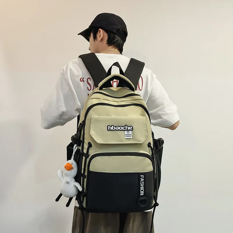 Travel Nylon Backpack Regular Unisex Green/Gray/Khaki/Blue/White-4