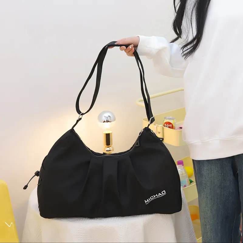 Travel Polyester Bonded EVA Gym Bag Large Size Unisex Black/Ecru/Pink/Blue-3