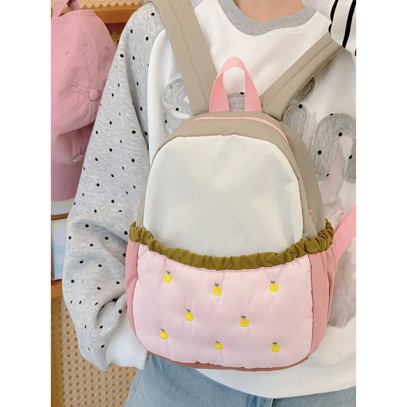 Travel Nylon Fabric Backpack Women's Pink-2