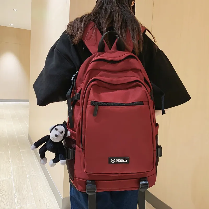 Travel Nylon Backpack Regular Unisex Black/Gray/Red/Light Purple-23