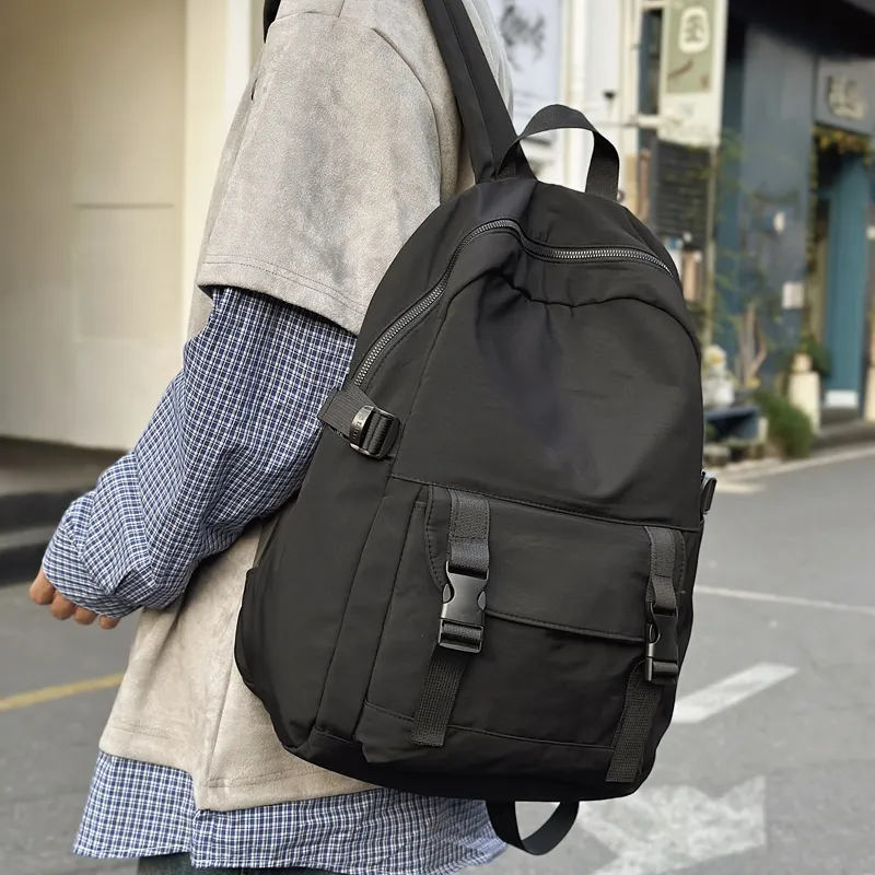 Travel Nylon Backpack Unisex Black/Gray/Khaki/Pink/Green/Purple-3