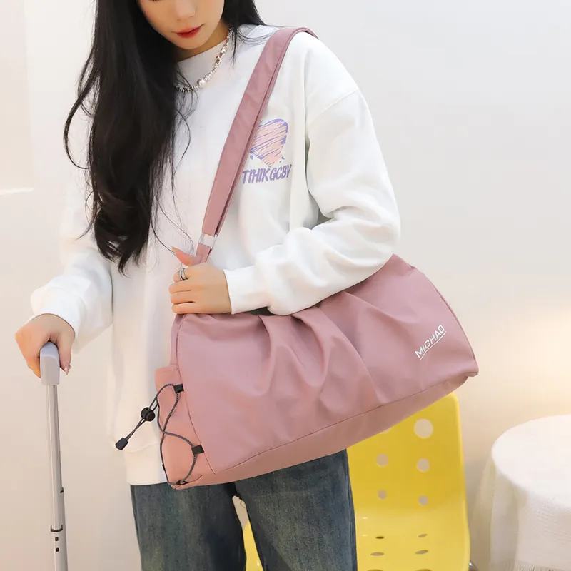 Travel Polyester Bonded EVA Gym Bag Large Size Unisex Black/Ecru/Pink/Blue-12