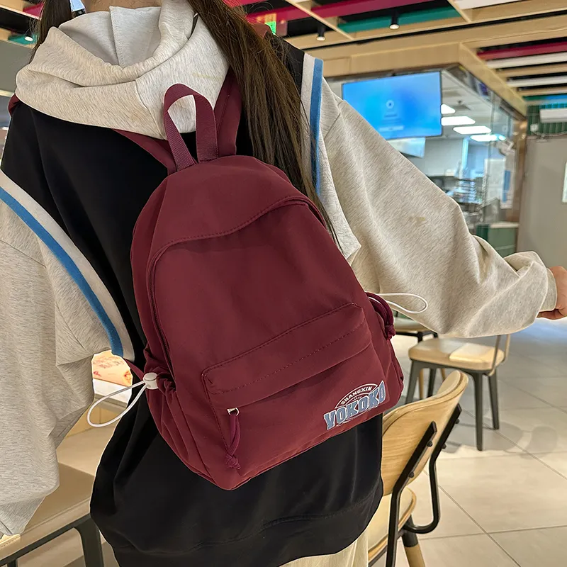 Travel Nylon Backpack Regular Unisex Black/Ecru/Red/Pink/Light Blue-20
