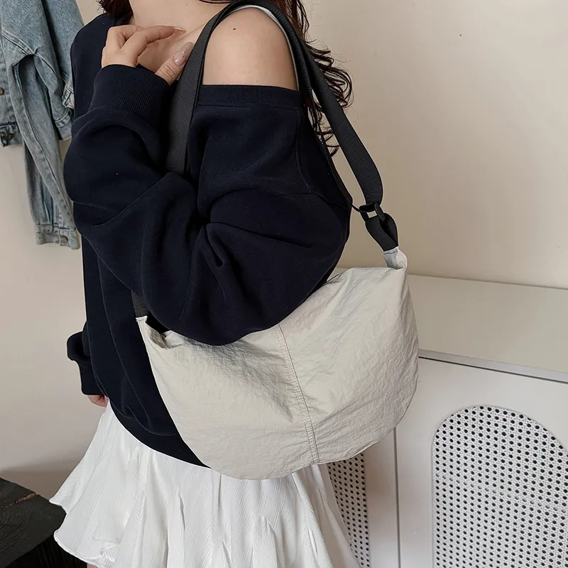 Travel Washed Cloth Crossbody Bag, Shoulder Bag Unisex Black/White/Green/Yellow/Orange-12