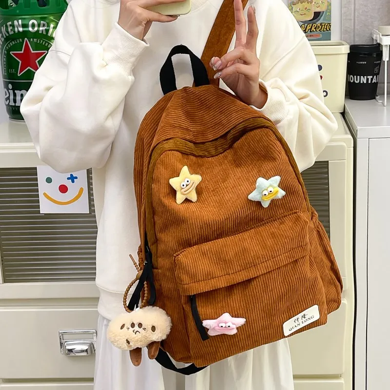 Travel Corduroy Backpack Regular Unisex Multicolor-16