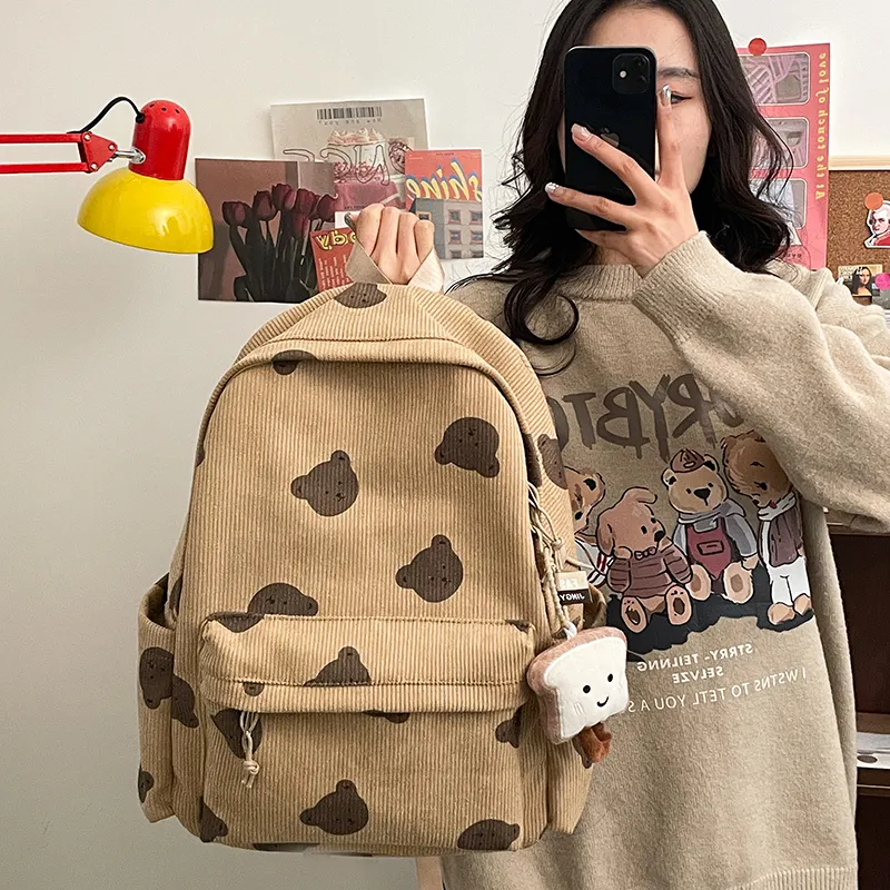 Travel Corduroy Backpack Regular Unisex Cub/Bunny-5