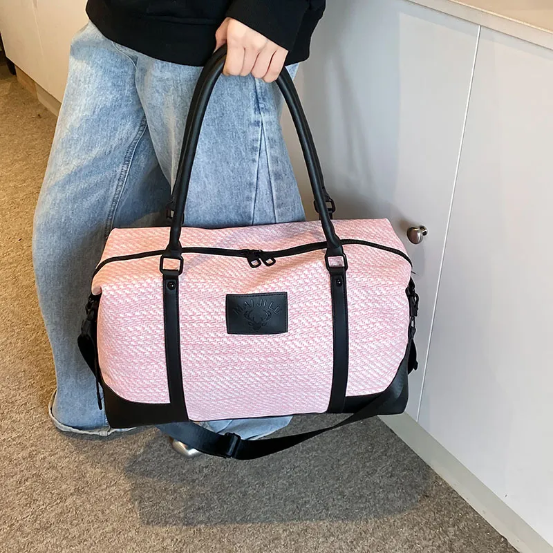 Travel PU Travel Bag Unisex Khaki/Pink/Black/Gray-12