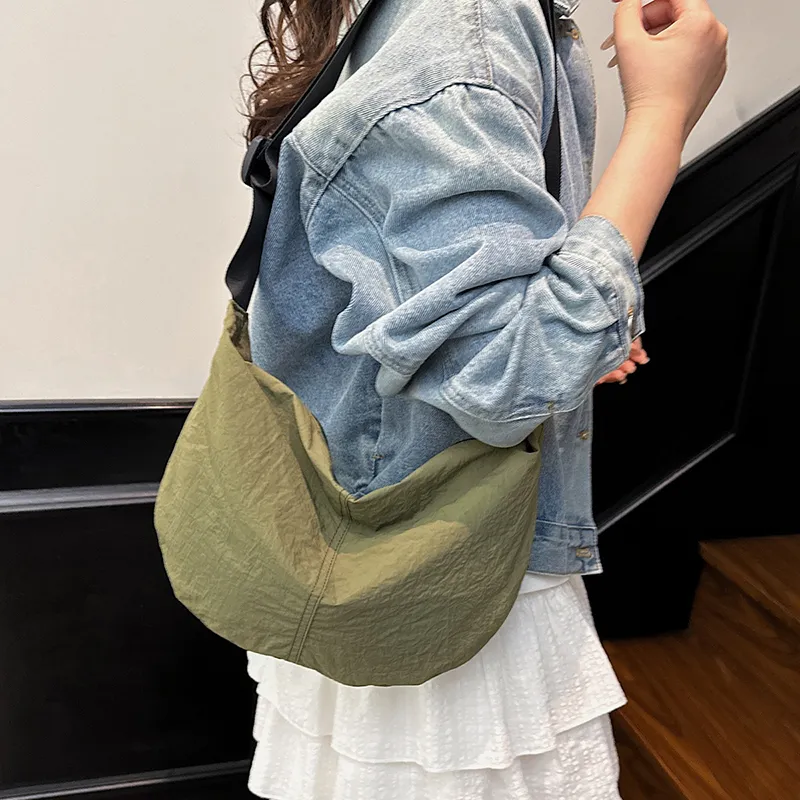 Travel Washed Cloth Crossbody Bag, Shoulder Bag Unisex Black/White/Green/Yellow/Orange-20