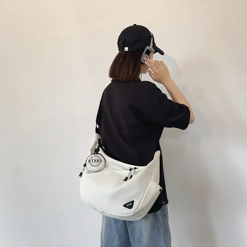 Travel Nylon Shoulder Bag Crossbody Bag Unisex Black/Red/White/Light Gray-15