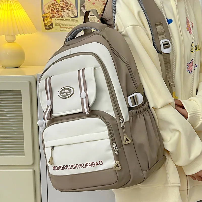 Travel Nylon Backpack Unisex Red/Blue/Black/Khaki/Purple-22