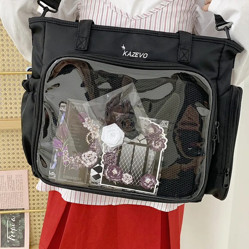 Travel Nylon Fabric One Shoulder Crossbody Backpack Handbag Women's Multicolor-18