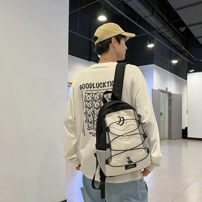 Travel Nylon Backpack Regular Unisex Black/Brown/Dark Blue/Light Blue-5