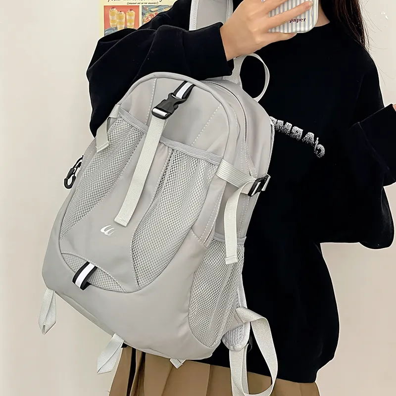 Travel Nylon Backpack Regular Unisex Black/Gray-13