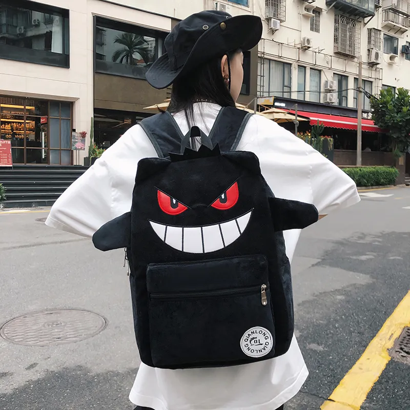 Travel Plush Backpack Unisex Black/Purple-3