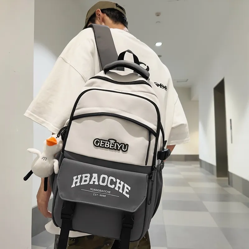 Travel Nylon Backpack Unisex Gray Blue/Gray/Khaki/White Blue/Black-8