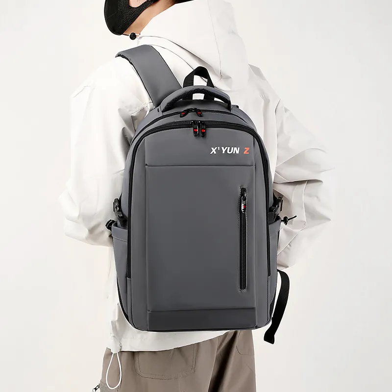Travel Nylon Backpack Men's Black/Blue/Gray-4