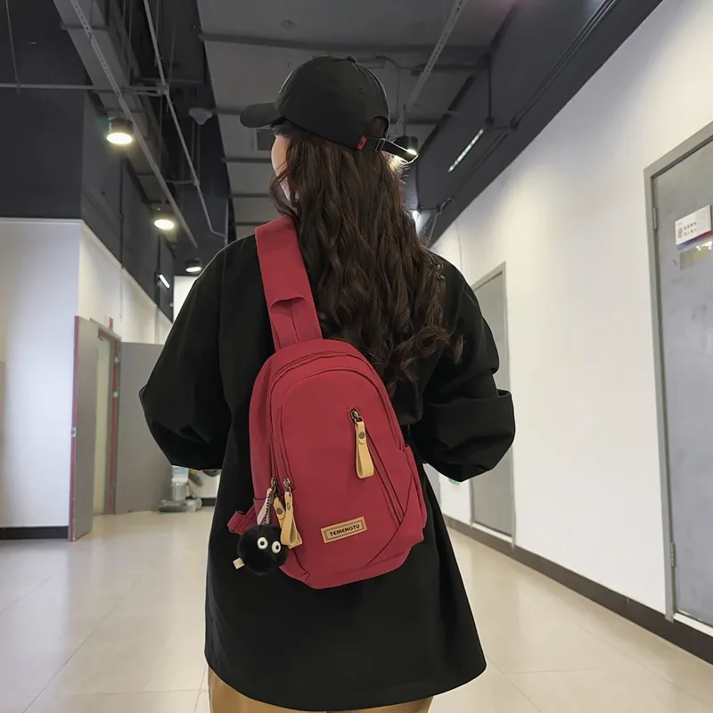 Travel Nylon Shoulder Bag, Crossbody Bag, Sling Bag Regular Unisex Black/White/Coffee/Khaki/Red-22