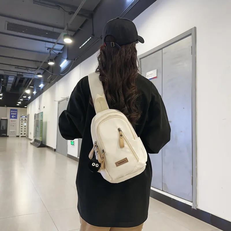 Travel Nylon Shoulder Bag, Crossbody Bag, Sling Bag Regular Unisex Black/White/Coffee/Khaki/Red-4
