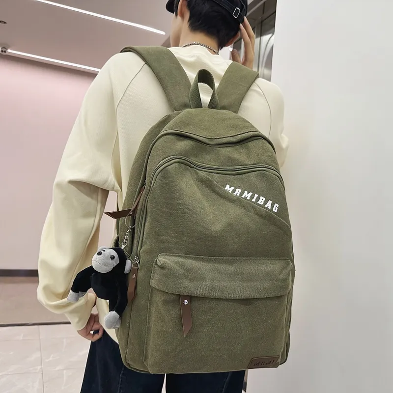 Travel Canvas Backpack Unisex Black/Green/Brown/White/Gray/Khaki-1