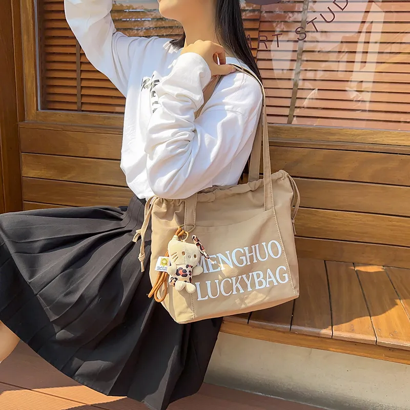 Travel Cotton Shoulder Bag Unisex Black White Red/Yellow/Khaki/Blue-23