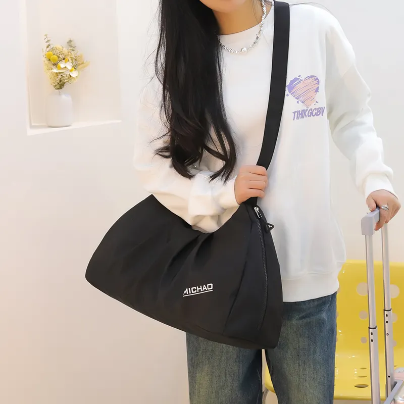 Travel Polyester Bonded EVA Gym Bag Large Size Unisex Black/Ecru/Pink/Blue-1