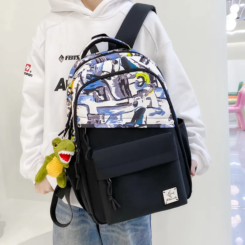Travel Nylon Backpack Regular Unisex Green/Blue/Yellow-10