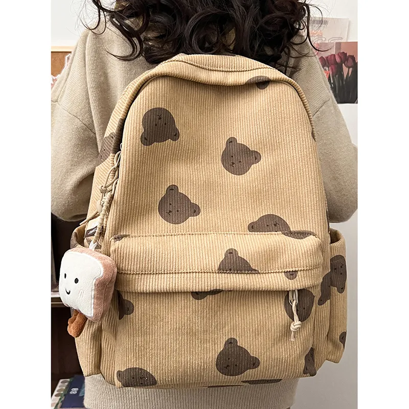 Travel Corduroy Backpack Regular Unisex Cub/Bunny-3
