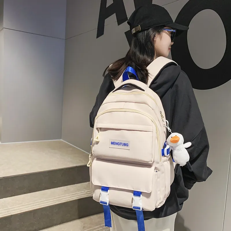 Travel Nylon Backpack Unisex Black/White/Purple/Gray-13