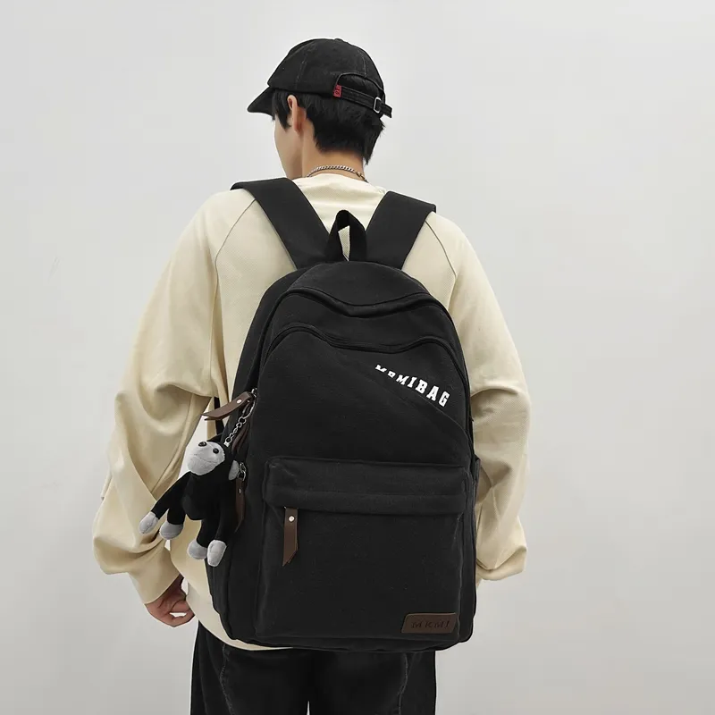 Travel Canvas Backpack Unisex Black/Green/Brown/White/Gray/Khaki-37