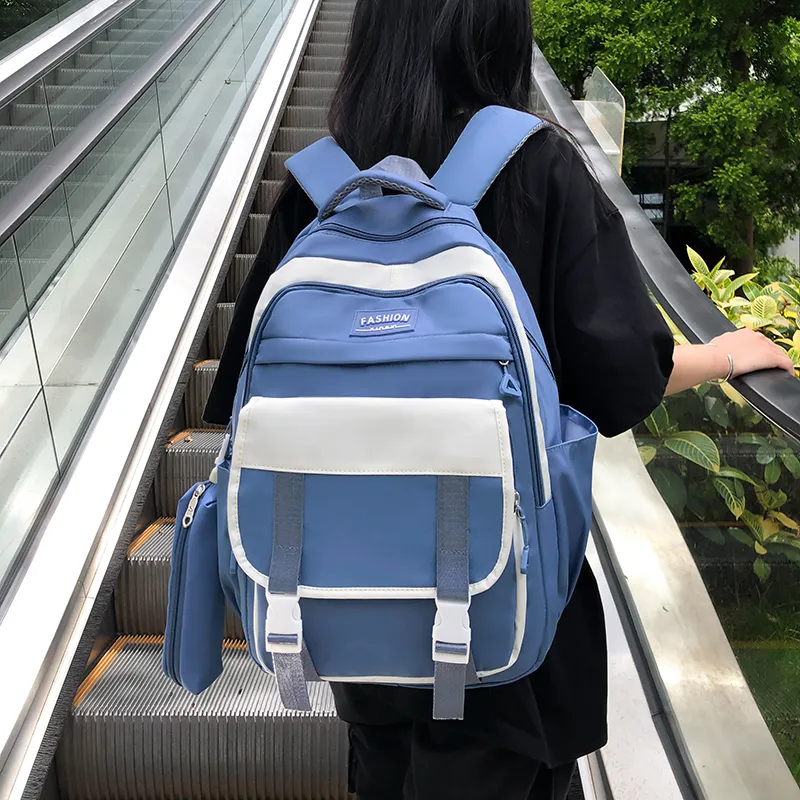 Travel Nylon Backpack Regular Unisex Black Blue/Burgundy/Green/Purple-5