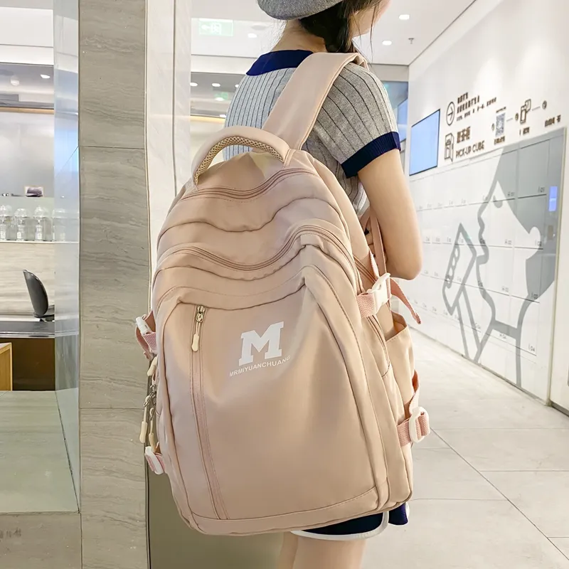 Travel Nylon Backpack Women's Black/Pink/White/Yellow/Light Green-4
