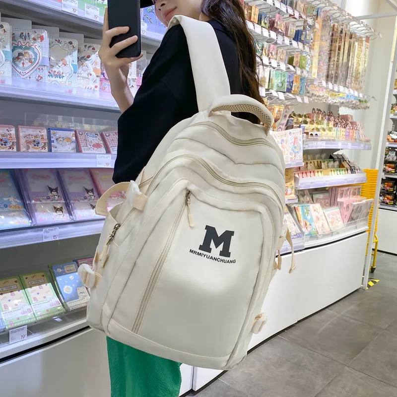 Travel Nylon Backpack Women's Black/Pink/White/Yellow/Light Green-6